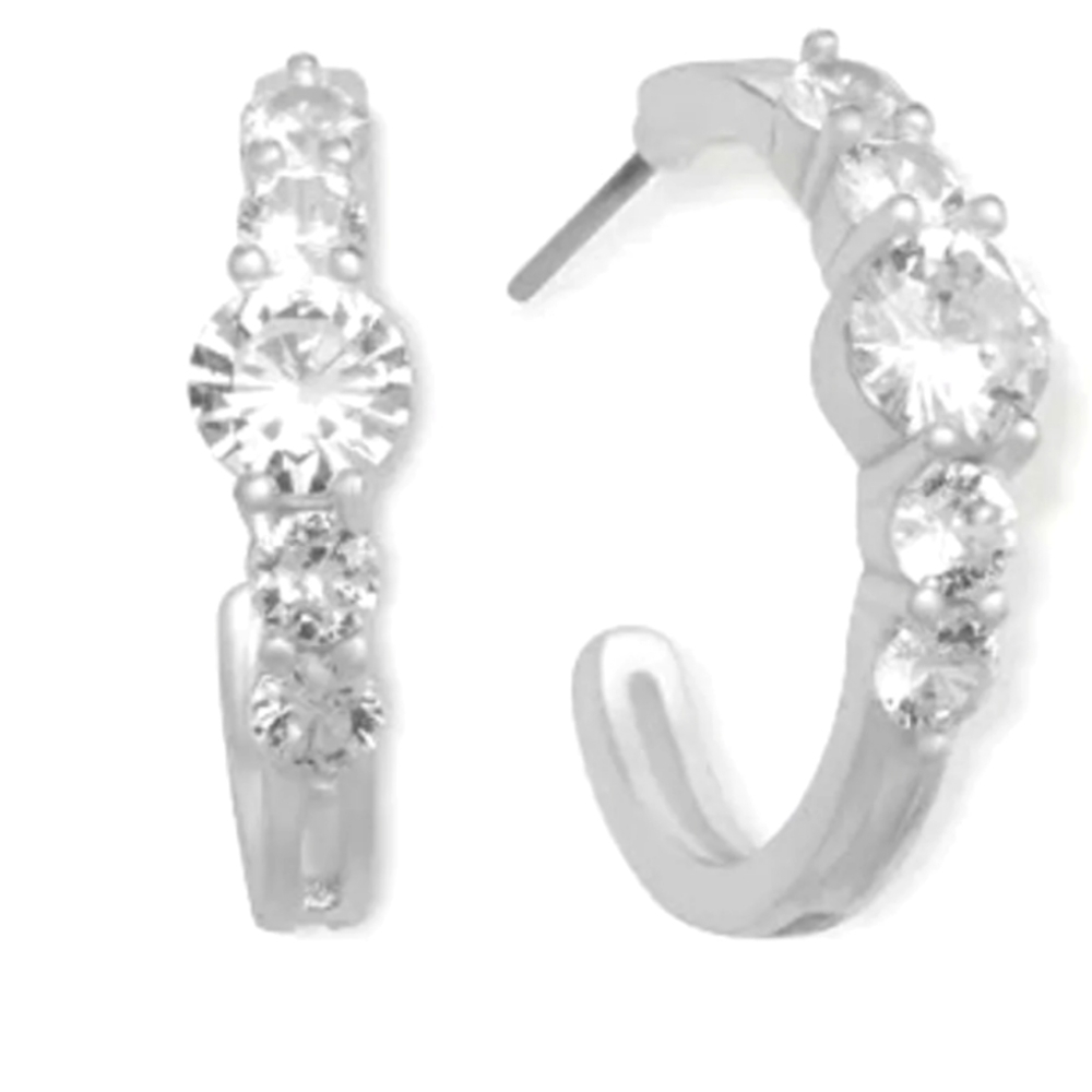 Silver cubic zirconia hoop earrings